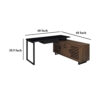 Doxx L Shape Computer Desk, 2 Doors Drawers Black Metal, Walnut Wood