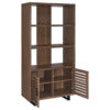 Doxx Bookcase, Slatted Cabinet, Black Open Frame Legs, Walnut Brown