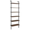 Wens Wall Mounted Bookcase Unit, 6 Open Shelves, Black Metal, Brown