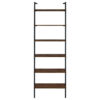 Wens Wall Mounted Bookcase Unit, 6 Open Shelves, Black Metal, Brown