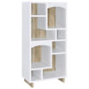 Aton Bookcase, Multiple Shelves and Compartments, Distressed White