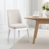 Risa Dining Side Chair Set of 2, Tall Back and Splayed Legs, Beige