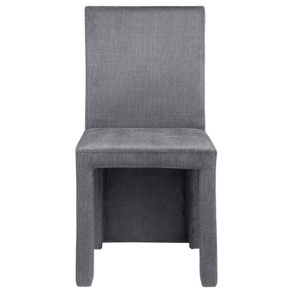 Orde Dining Side Chair Set of 2, Square Legs Panel Back, Gray Velvet