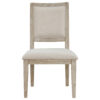 Eva Dining Side Chair Set of 2, Square Back, White Wood, Beige Fabric
