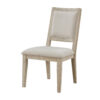 Eva Dining Side Chair Set of 2, Square Back, White Wood, Beige Fabric