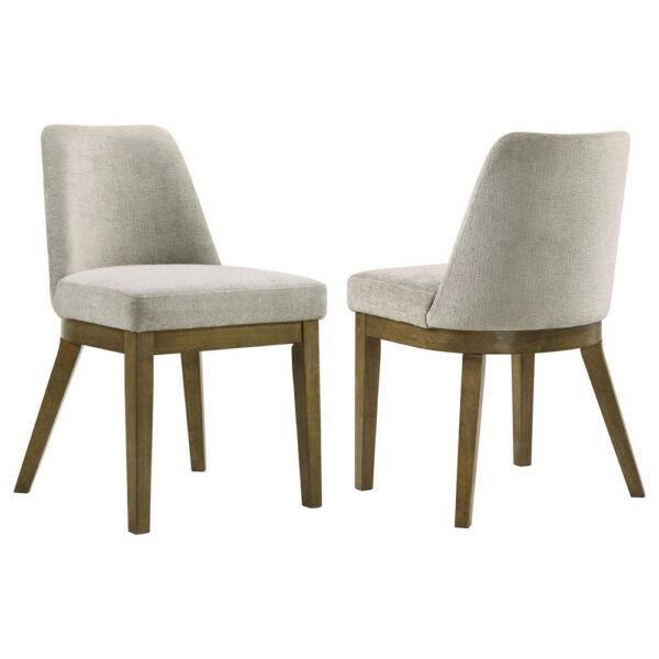 1502202669922088132da.jpeg Givy Dining Armless Chair Set of 2, Tapered Legs, Oak Brown Wood, Tan