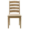 Danie Dining Side Chair Set of 2, Ladderback, Brown Wood, Beige Fabric