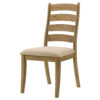 Danie Dining Side Chair Set of 2, Ladderback, Brown Wood, Beige Fabric