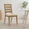 Danie Dining Side Chair Set of 2, Ladderback, Brown Wood, Beige Fabric