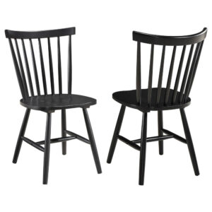 Halie Dining Side Chair Set of 2, Spindle Back, Black Asian Hardwood