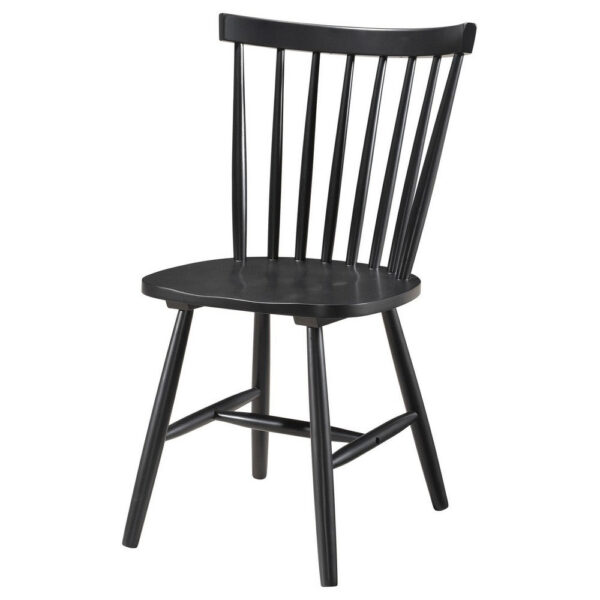 Halie Dining Side Chair Set of 2, Spindle Back, Black Asian Hardwood