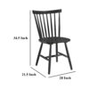 Halie Dining Side Chair Set of 2, Spindle Back, Black Asian Hardwood