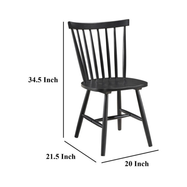 Halie Dining Side Chair Set of 2, Spindle Back, Black Asian Hardwood