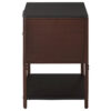 Zemy Side End Table, 2 Drawers, Open Shelf, Black Metal, Rust Brown
