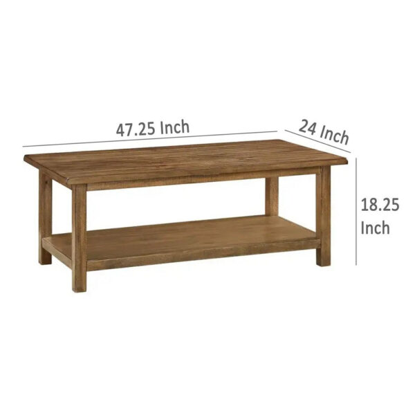 150220266992213e072b4.jpeg Ayne Coffee Table, 1 Shelf, Distressed Brown Wood Frame, 47 Inch