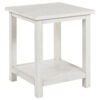 Ayne Side End Table, 1 Bottom Shelf, White Wood Frame, Square 20 Inch