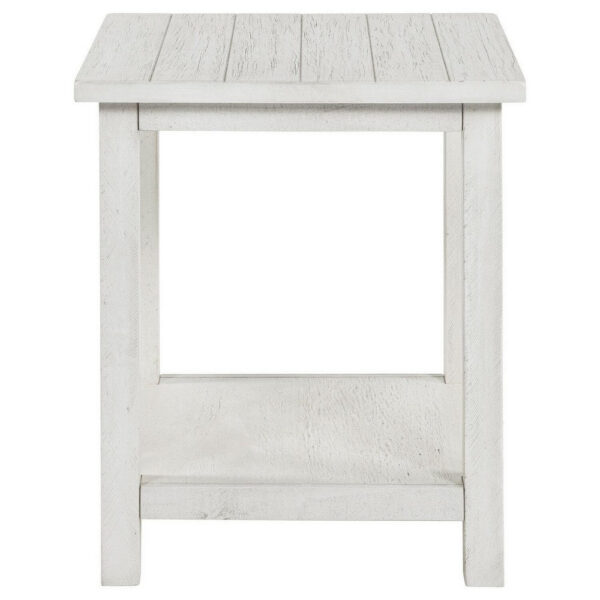 Ayne Side End Table, 1 Bottom Shelf, White Wood Frame, Square 20 Inch