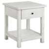 150220266992215540927.jpeg Ayne Side End Table, 1 Drawer, Distressed White Wood, Square 20 Inch