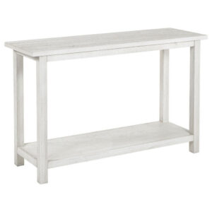 Ayne Console Table, 1 Bottom Shelf, Distressed White Wood, 47 Inch