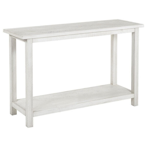 150220266992216738e5f.jpeg Ayne Console Table, 1 Bottom Shelf, Distressed White Wood, 47 Inch