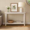 15022026699221744f3b3.jpeg Ayne Console Table, 1 Bottom Shelf, Distressed White Wood, 47 Inch