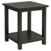 150220266992217b271e2.jpeg Ayne Side End Table, 1 Bottom Shelf, Black Wood Frame, Square 20 Inch