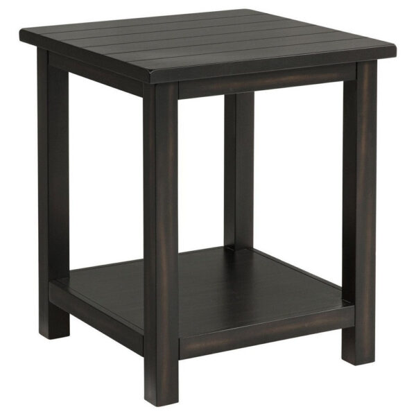 150220266992217b271e2.jpeg Ayne Side End Table, 1 Bottom Shelf, Black Wood Frame, Square 20 Inch