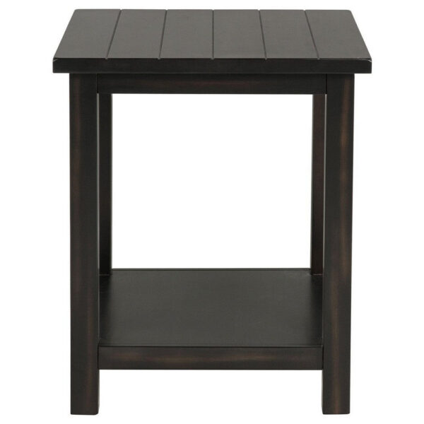 150220266992217d4430e.jpeg Ayne Side End Table, 1 Bottom Shelf, Black Wood Frame, Square 20 Inch