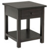 150220266992218a9bfc8.jpeg Ayne Side End Table, 1 Shelf, 1 Drawer, Black Wood, Square 20 Inch
