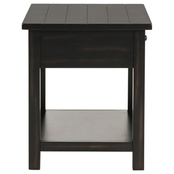 150220266992219258fdd.jpeg Ayne Side End Table, 1 Shelf, 1 Drawer, Black Wood, Square 20 Inch