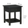 1502202669922194d30f7.jpeg Ayne Side End Table, 1 Shelf, 1 Drawer, Black Wood, Square 20 Inch