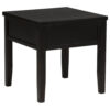 Coni Side End Table, 1 Drawer, Classic Black Wood, Square 24 Inch