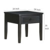 Coni Side End Table, 1 Drawer, Classic Black Wood, Square 24 Inch