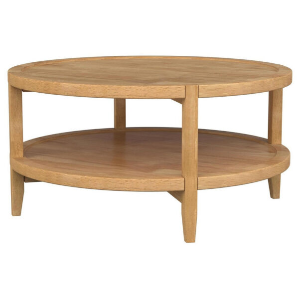 15022026699221cfe01a7.jpeg Camilia Coffee Table, 1 Shelf, Round Maple Brown Solid Wood, 36 Inch