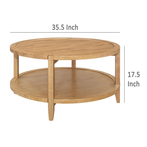 15022026699221d797e58.jpeg Camilia Coffee Table, 1 Shelf, Round Maple Brown Solid Wood, 36 Inch