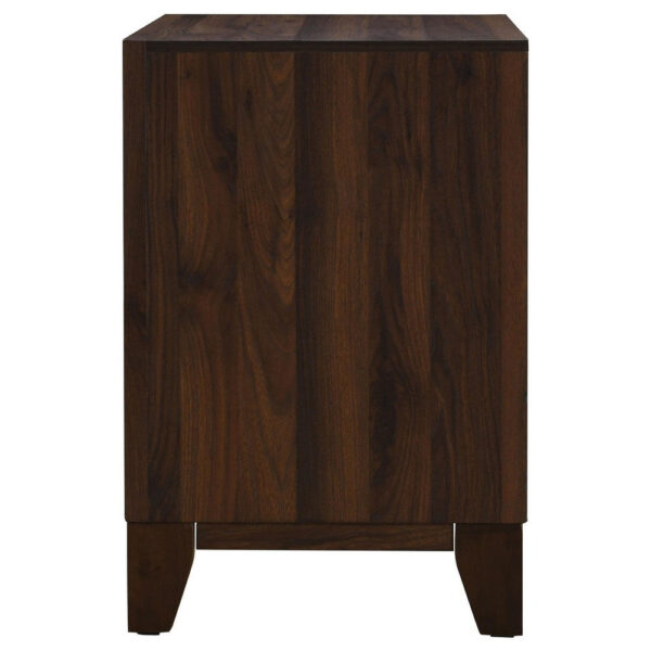 15022026699221e6ceb38.jpeg Yels Nightstand with 2 Drawers, Gold Metal Knobs, Walnut Brown