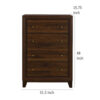 Yels Tall Dresser Chest with 4 Drawers, Gold Metal Knobs, Walnut Brown