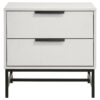 15022026699222068c058.jpeg Noro Nightstand, 24 Inch, 2 Storage Drawers, Modern White, Black Metal