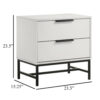 150220266992220decd53.jpeg Noro Nightstand, 24 Inch, 2 Storage Drawers, Modern White, Black Metal
