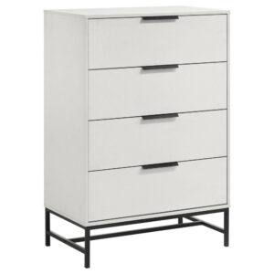 1502202669922213955af.jpeg Noro Tall Dresser Chest, 4 Storage Drawers, Modern White, Black Metal