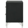 Jenny Nightstand, 24 Inch 2 Drawers and Chrome Accents, Modern Black