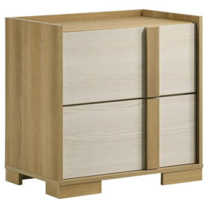 1502202669922237bf758.jpeg Hyle Nightstand, 2 Drawers, 24 Inch Modern Natural Brown and White