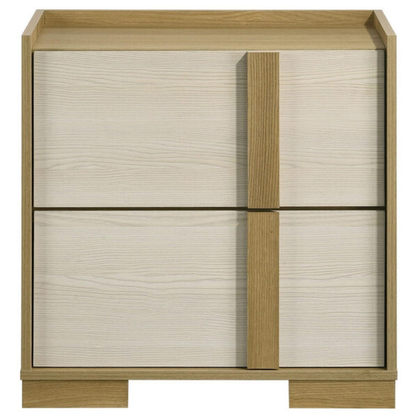 Hyle Nightstand, 2 Drawers, 24 Inch Modern Natural Brown and White