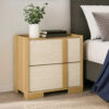 Hyle Nightstand, 2 Drawers, 24 Inch Modern Natural Brown and White