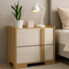 Hyle Nightstand, 2 Drawers, 24 Inch Modern Natural Brown and White