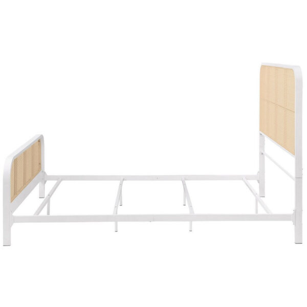 150220266992226c7dba0.jpeg Lanie Queen Bed with Brown Open Cane Webbing Faux Rattan, White Metal