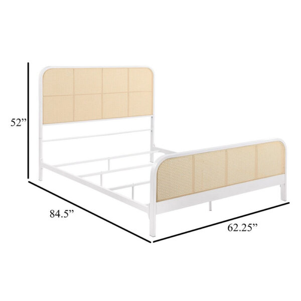 150220266992226ee299e.jpeg Lanie Queen Bed with Brown Open Cane Webbing Faux Rattan, White Metal
