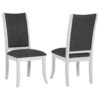 Judy Dining Side Chair Set of 2, Flared Legs, White Wood, Gray Fabric