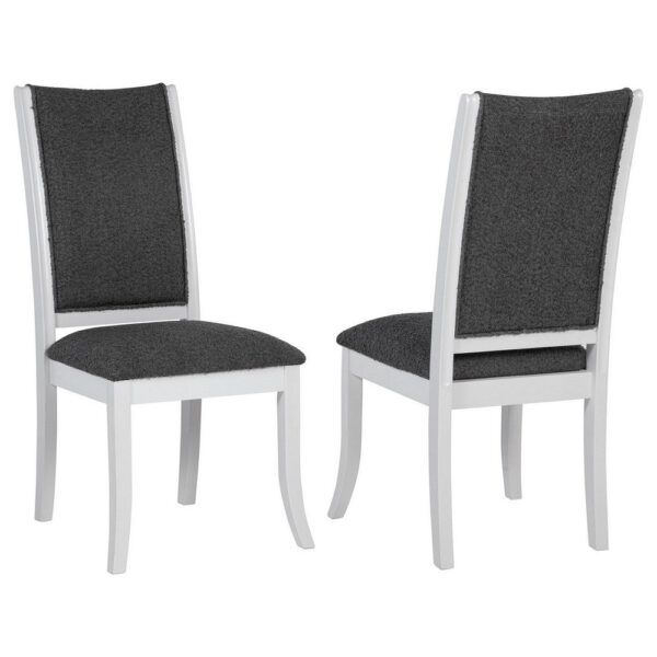 Judy Dining Side Chair Set of 2, Flared Legs, White Wood, Gray Fabric