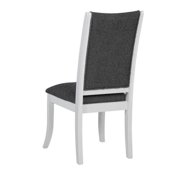 Judy Dining Side Chair Set of 2, Flared Legs, White Wood, Gray Fabric